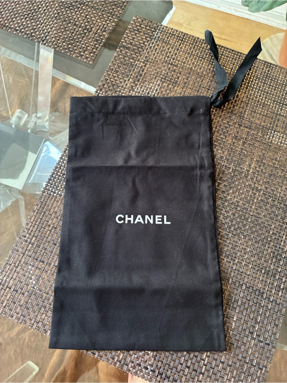CHANEL Black Drawstring dustbag  Logo 8.5x13 inches